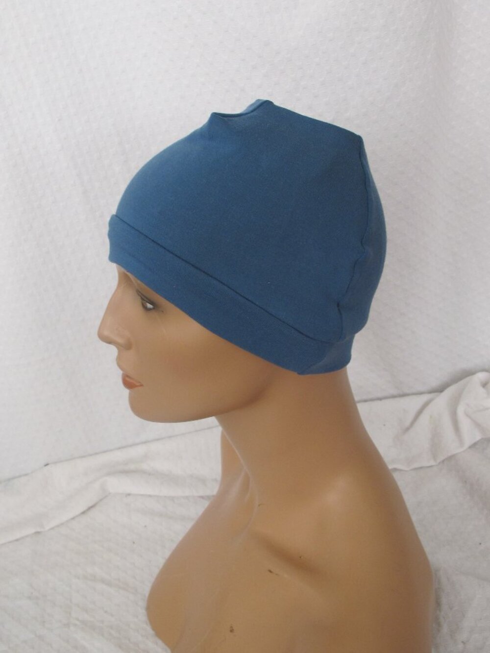 Handmade Denim Blue Messy Bun/Ponytail Hat